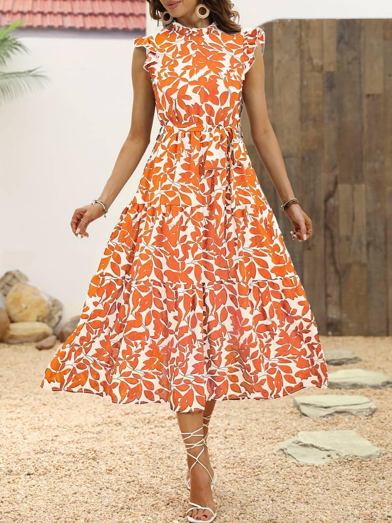 Aurora – elegantes kleid mit rüschenärmeln für frühling und sommer - LOVEZOE