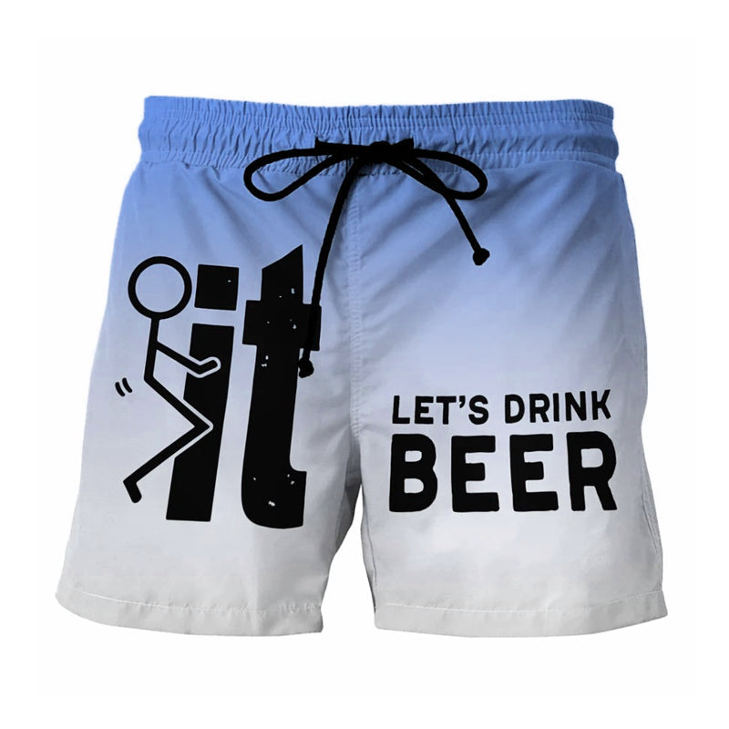 Bedruckte Strandshorts mit Buchstaben für Herren