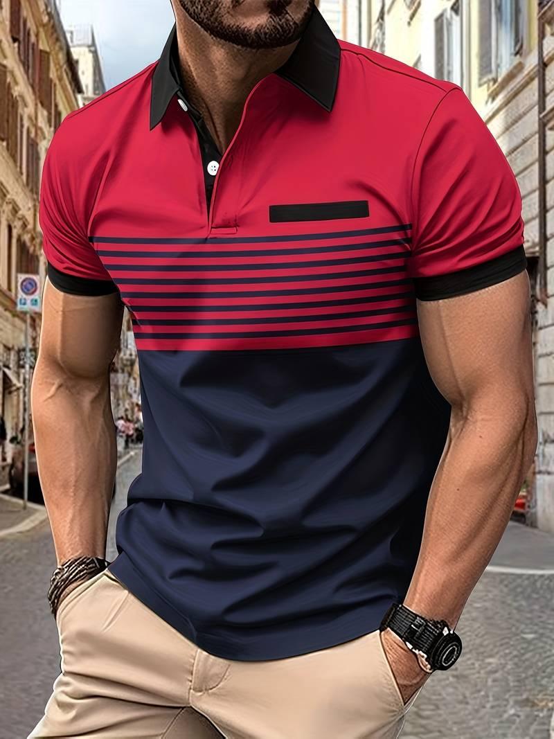 Davide – lässiges kurzarm-streifen-poloshirt für herren - LOVEZOE