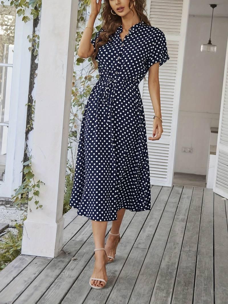 Chloe – a-linien-kleid mit polka-dot-print und v-ausschnitt - LOVEZOE