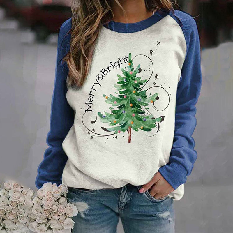 Farbblock-Weihnachtsbaum-Sweatshirt