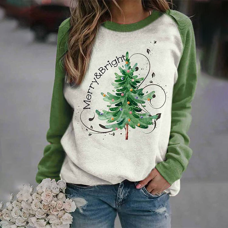 Farbblock-Weihnachtsbaum-Sweatshirt