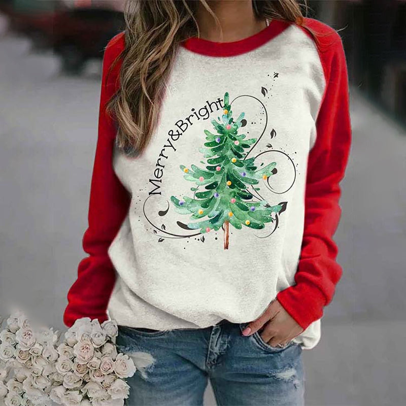 Farbblock-Weihnachtsbaum-Sweatshirt