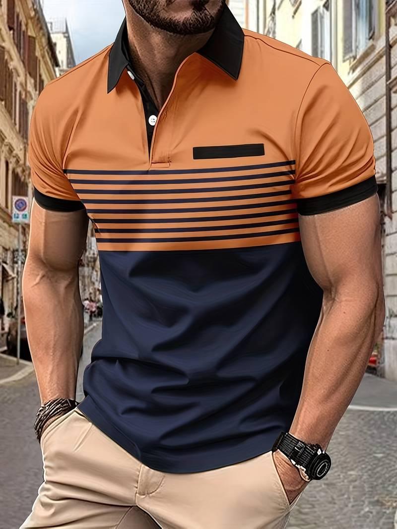 Davide – lässiges kurzarm-streifen-poloshirt für herren - LOVEZOE