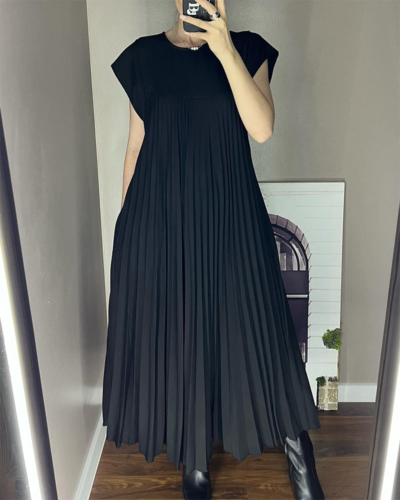 Laby | Elegantes Plissee-Kleid einfarbig ärmellos