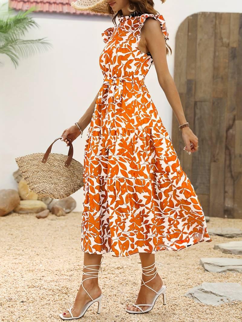 Aurora – elegantes kleid mit rüschenärmeln für frühling und sommer - LOVEZOE