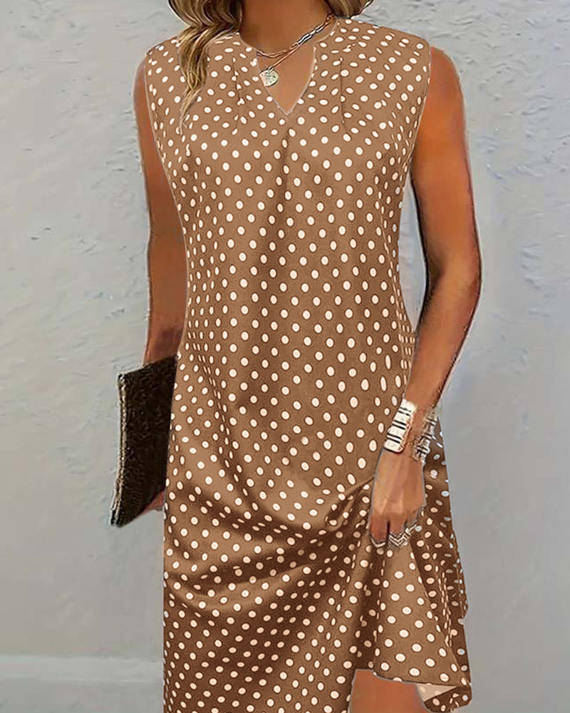 Elegantes, ärmelloses Kleid mit Polka Dot-Print