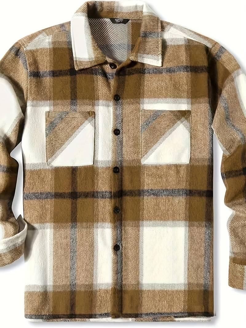 David – langarm-button-down-shirt mit karomuster für herren - LOVEZOE