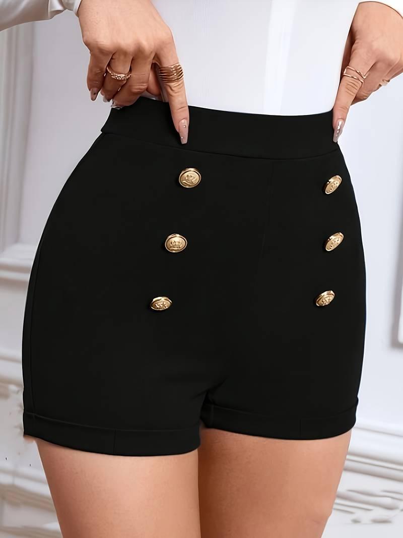 Olivia – shorts mit hohem bund und knopfdekor - LOVEZOE