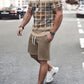 Matt – 2-teiliges farbblock-kurzarm-t-shirt und shorts mit kordelzug - LOVEZOE