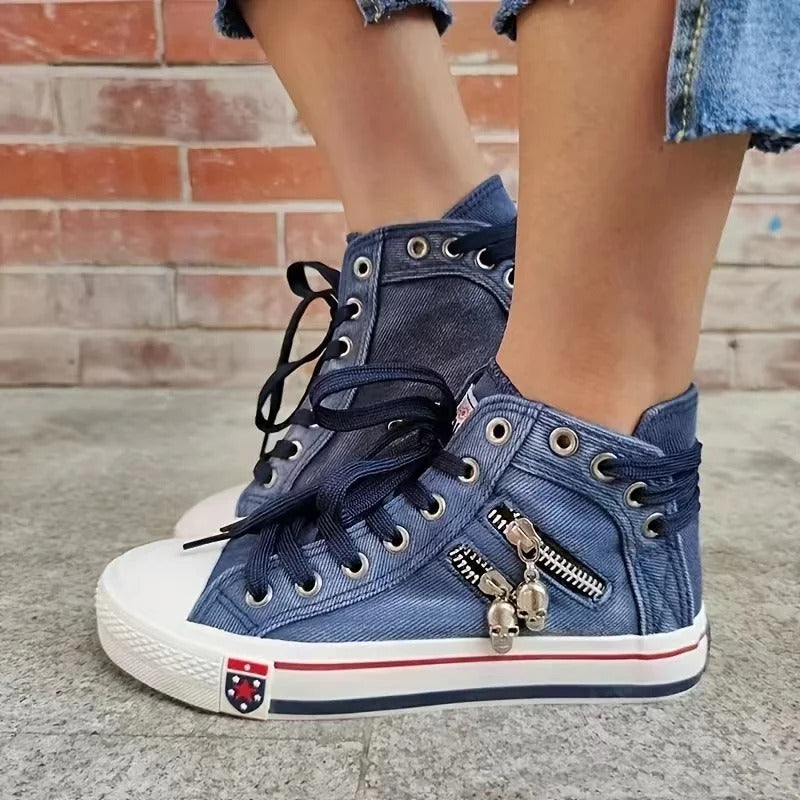 Lisa - Trendige Denim-Sneaker mit Reißverschluss