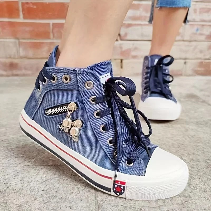 Lisa - Trendige Denim-Sneaker mit Reißverschluss