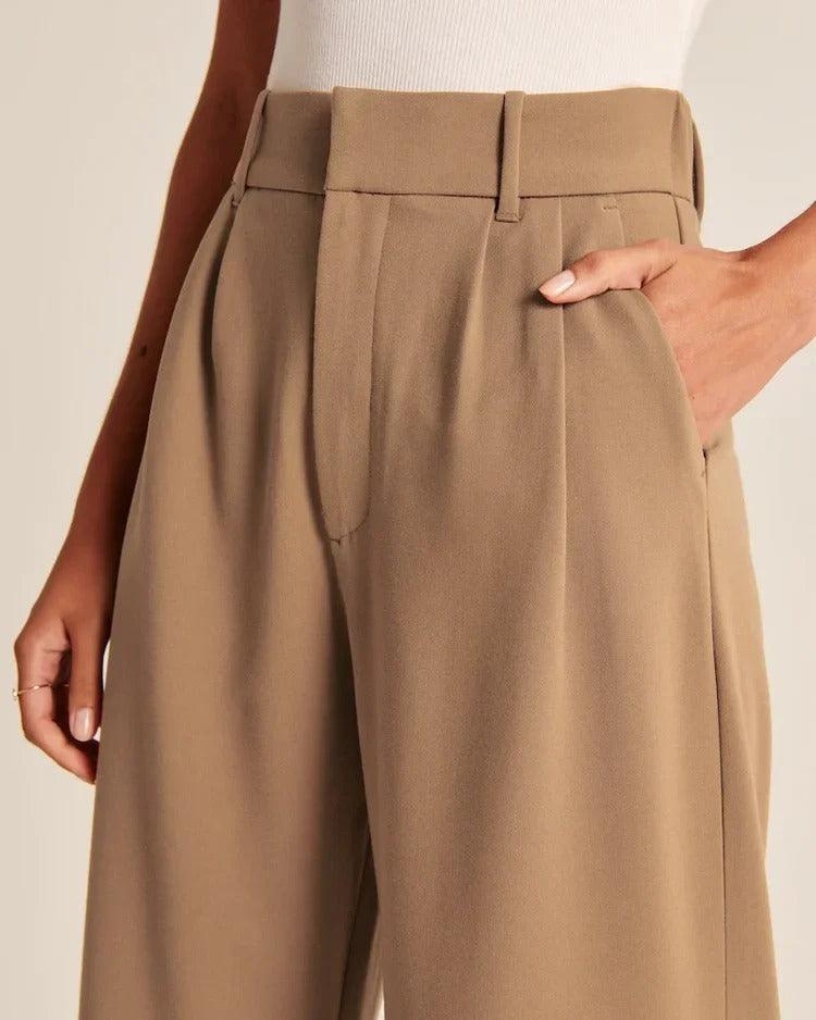 Maßgeschneiderte Hose mit weitem Bein - Karamel Farbe - LOVEZOE