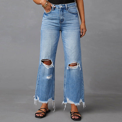 Super Stylische Damen High-Waist Jeans im lässigen Washed Look