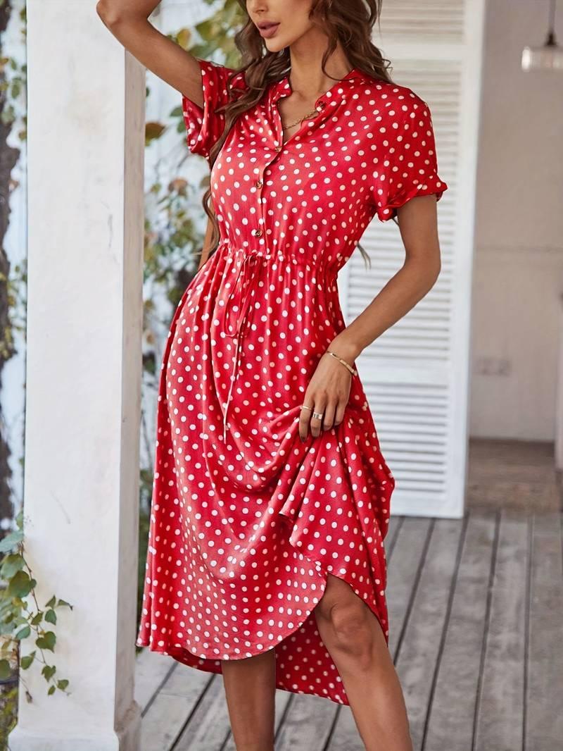 Chloe – a-linien-kleid mit polka-dot-print und v-ausschnitt - LOVEZOE