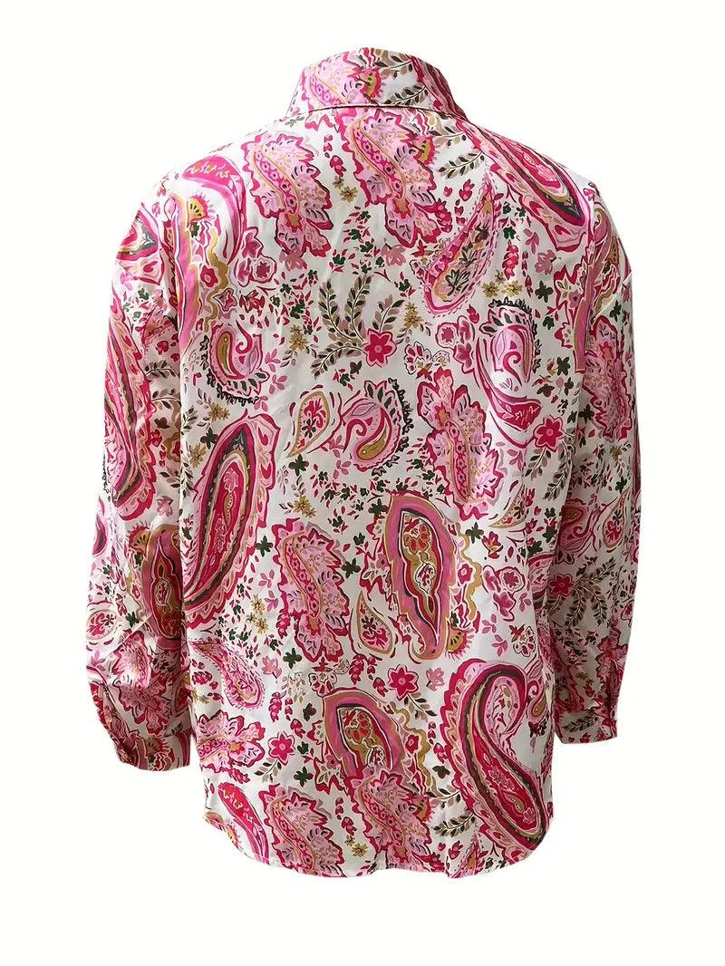 Megan – langarmhemd mit paisley-print und knöpfen - LOVEZOE