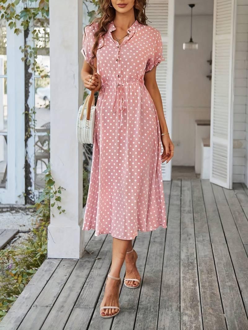 Chloe – a-linien-kleid mit polka-dot-print und v-ausschnitt - LOVEZOE