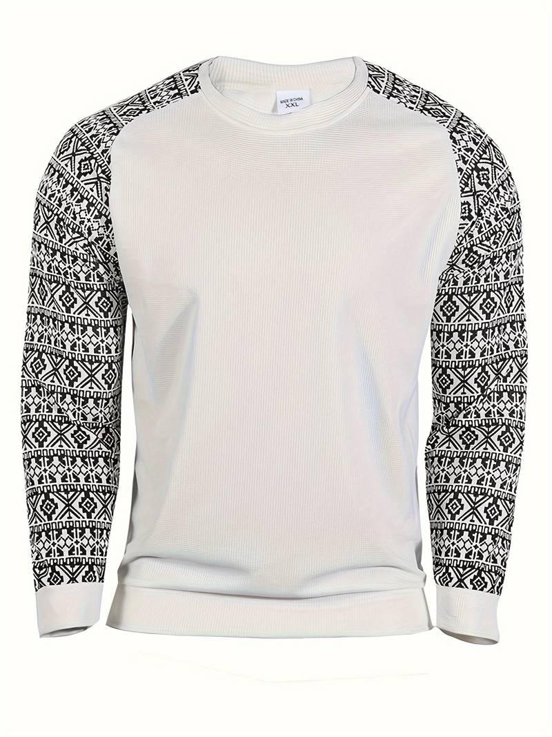 James – ethno-farbblock-langarmpullover für herren - LOVEZOE