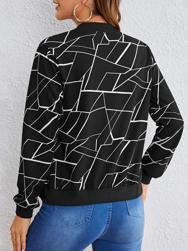 Nahomy – langarmjacke mit geo-print und reißverschluss - LOVEZOE