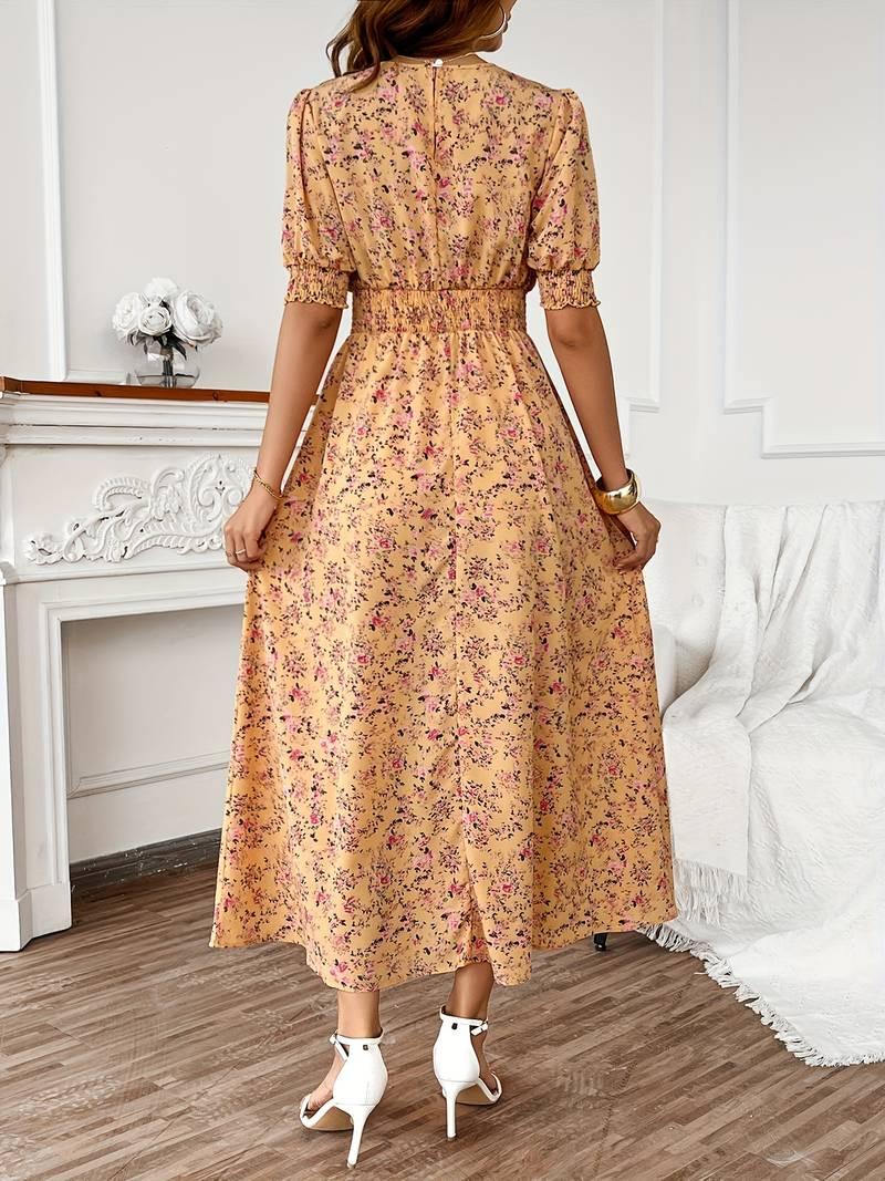 Ella – kleid mit blumendruck und rundhalsausschnitt für frühling und sommer - LOVEZOE