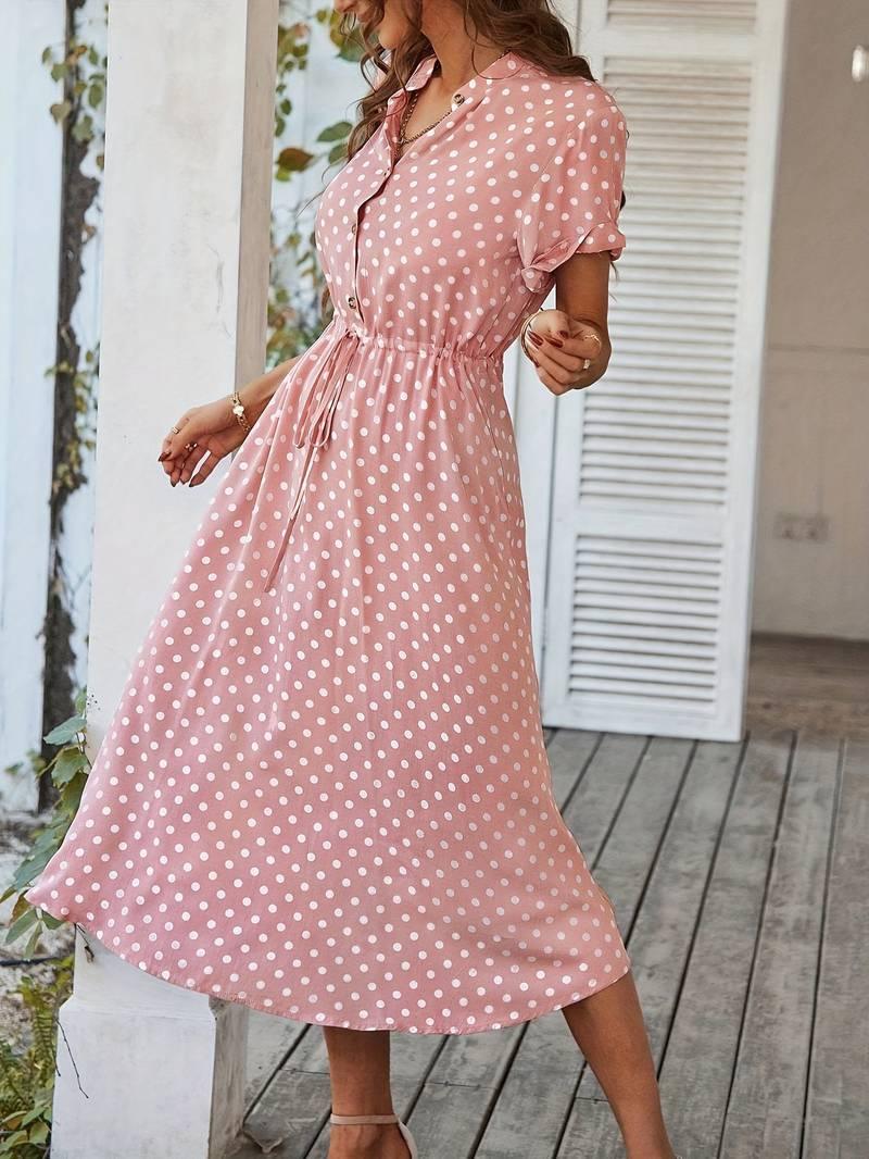 Chloe – a-linien-kleid mit polka-dot-print und v-ausschnitt - LOVEZOE