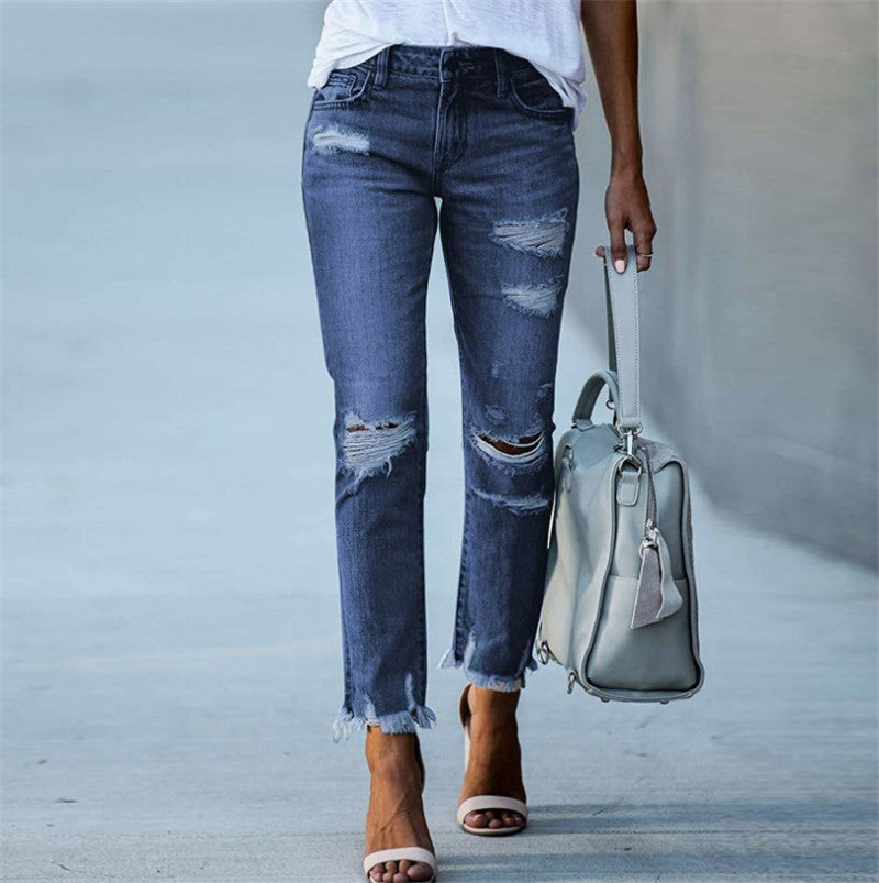 Super Stylische & Elegante Damen Jeans im lässigen Ripped Look