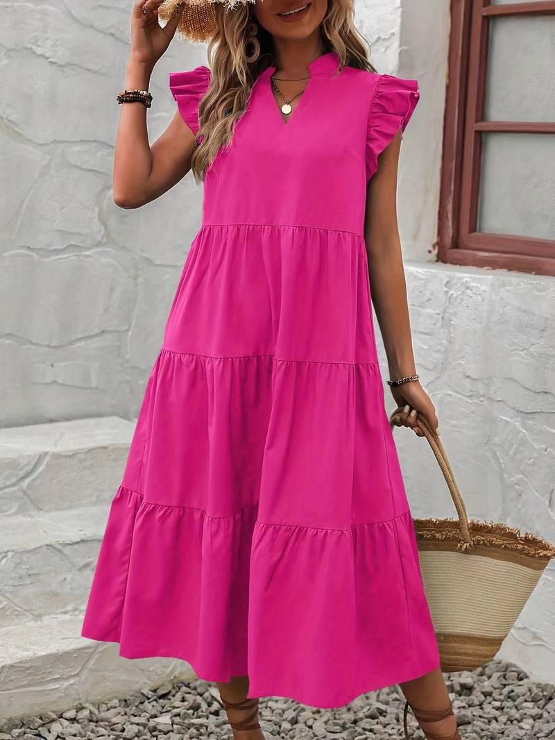 Emma – elegantes kleid mit rüschenärmeln für frühling und sommer - LOVEZOE