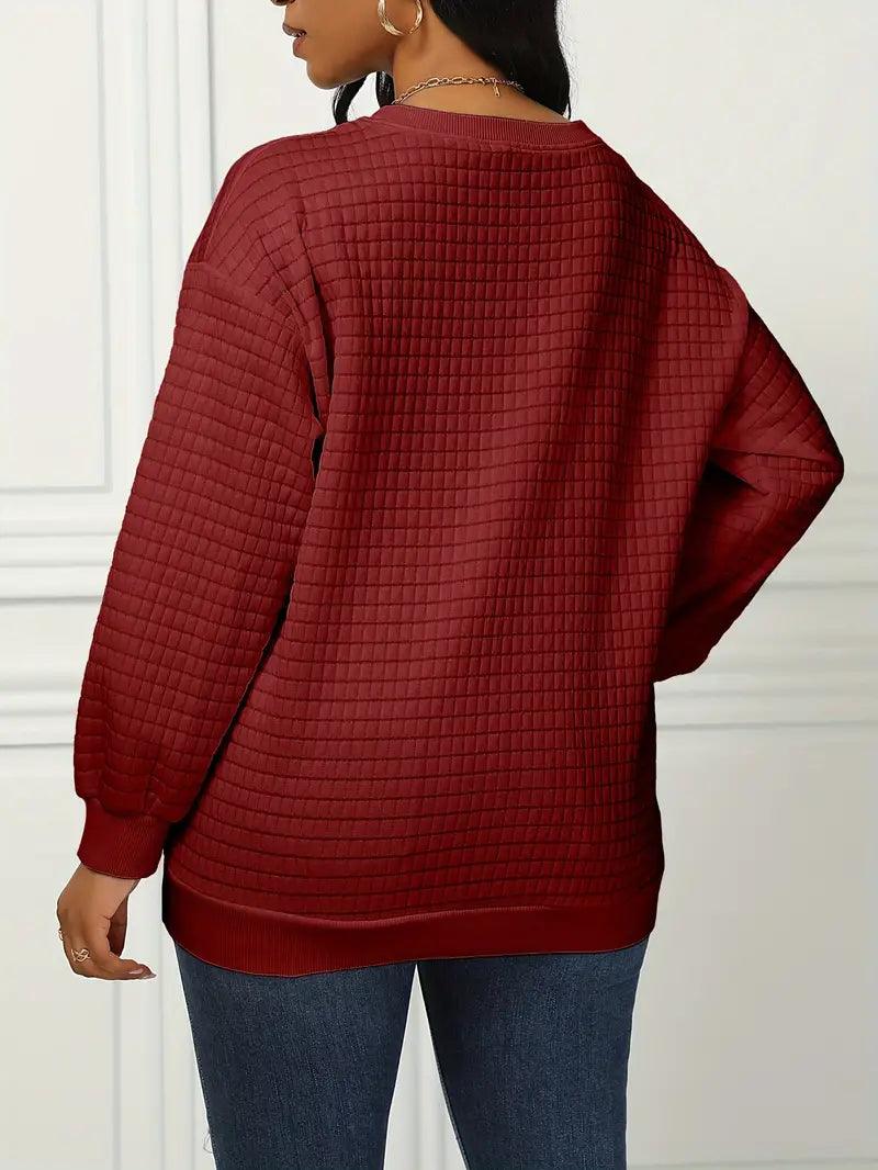 Olivia – lässiger lockerer waffelpullover - LOVEZOE