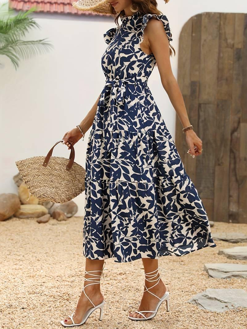 Aurora – elegantes kleid mit rüschenärmeln für frühling und sommer - LOVEZOE