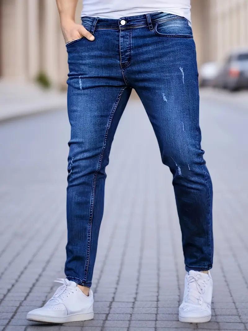 Christopher – röhrenjeans mit rissen für männer - LOVEZOE