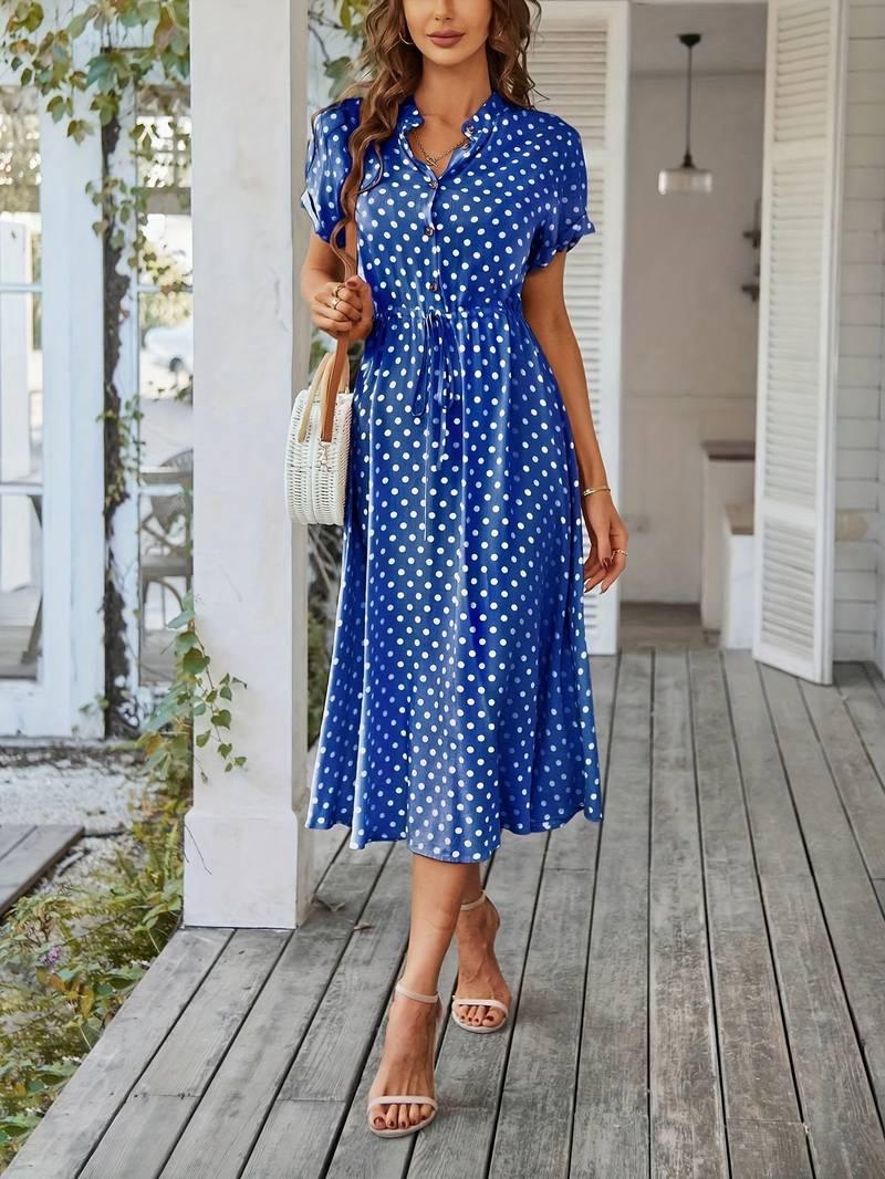 Chloe – a-linien-kleid mit polka-dot-print und v-ausschnitt - LOVEZOE