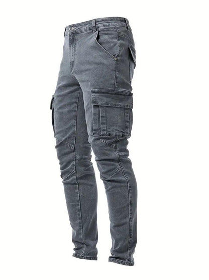 James - slim fit denim cargo pants for men - LOVEZOE