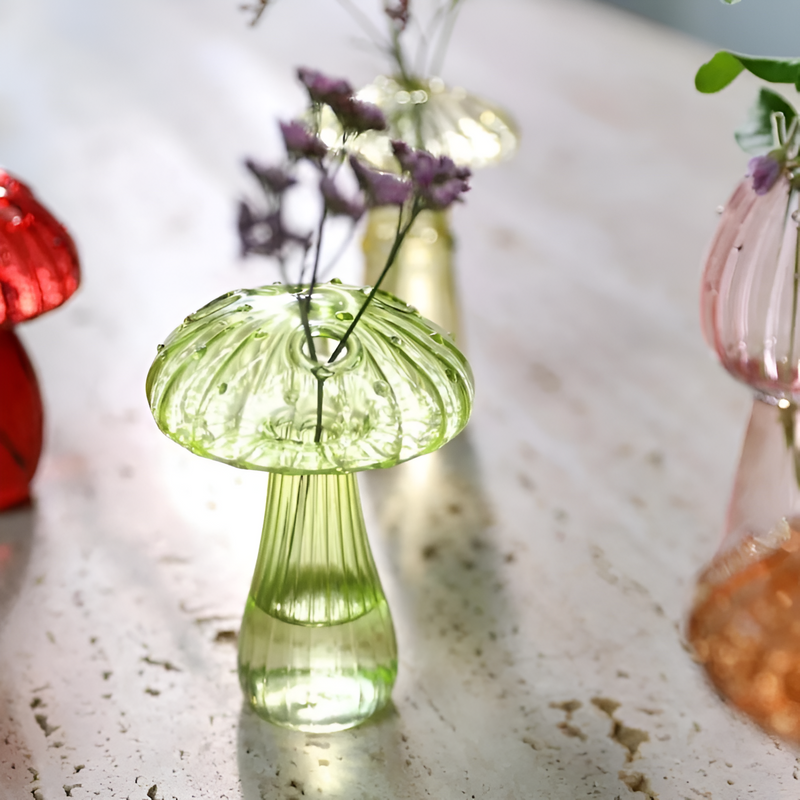 Pilzvase | Bunte Pilzvase aus Glas Home Decor