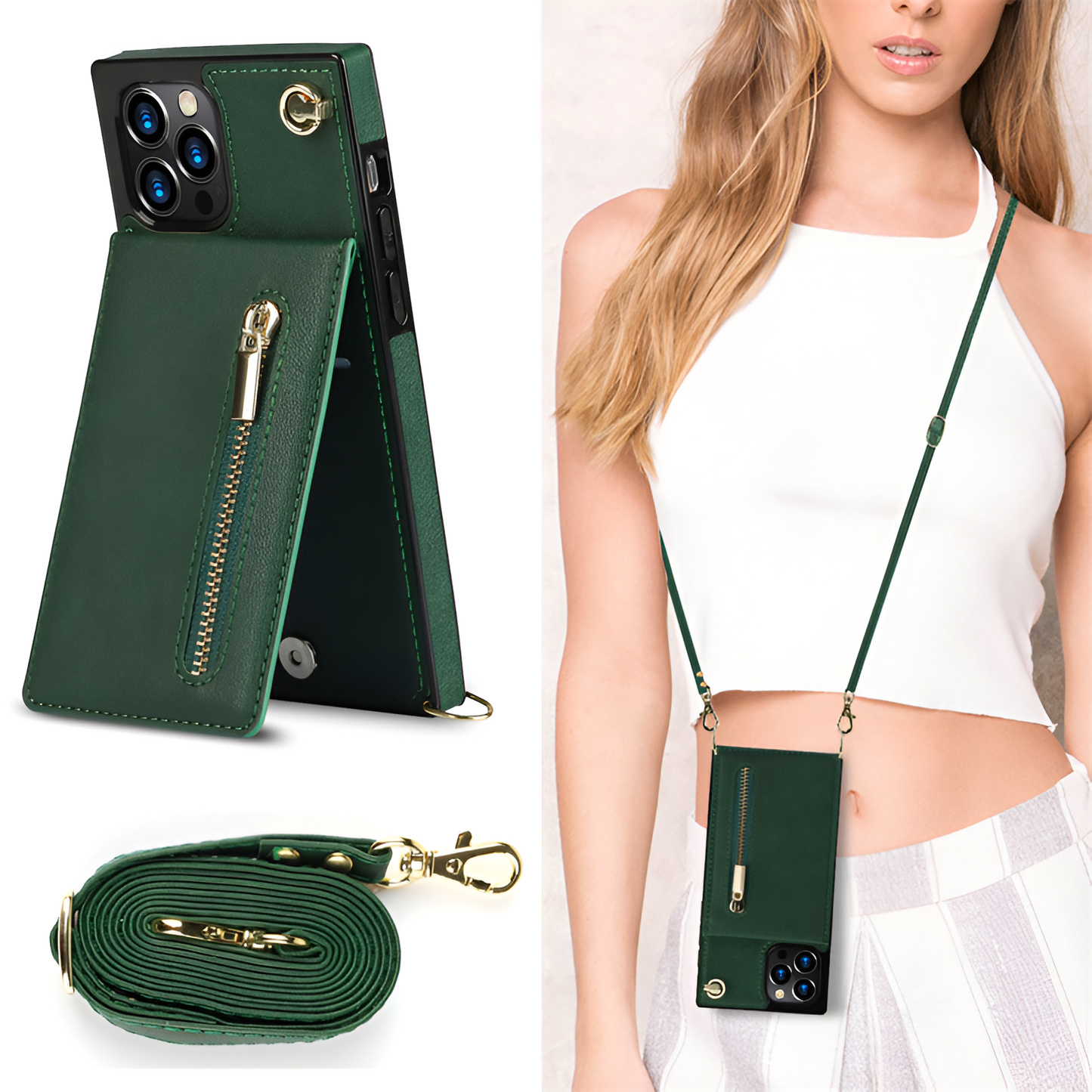 Crosboddy-Telefon-Taske | iPhone Wallet Case mit Kartenhalter