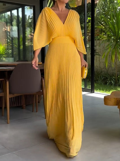 Sassa™ - Kleid mit schwimmenden Rippen und V-Ausschnitt