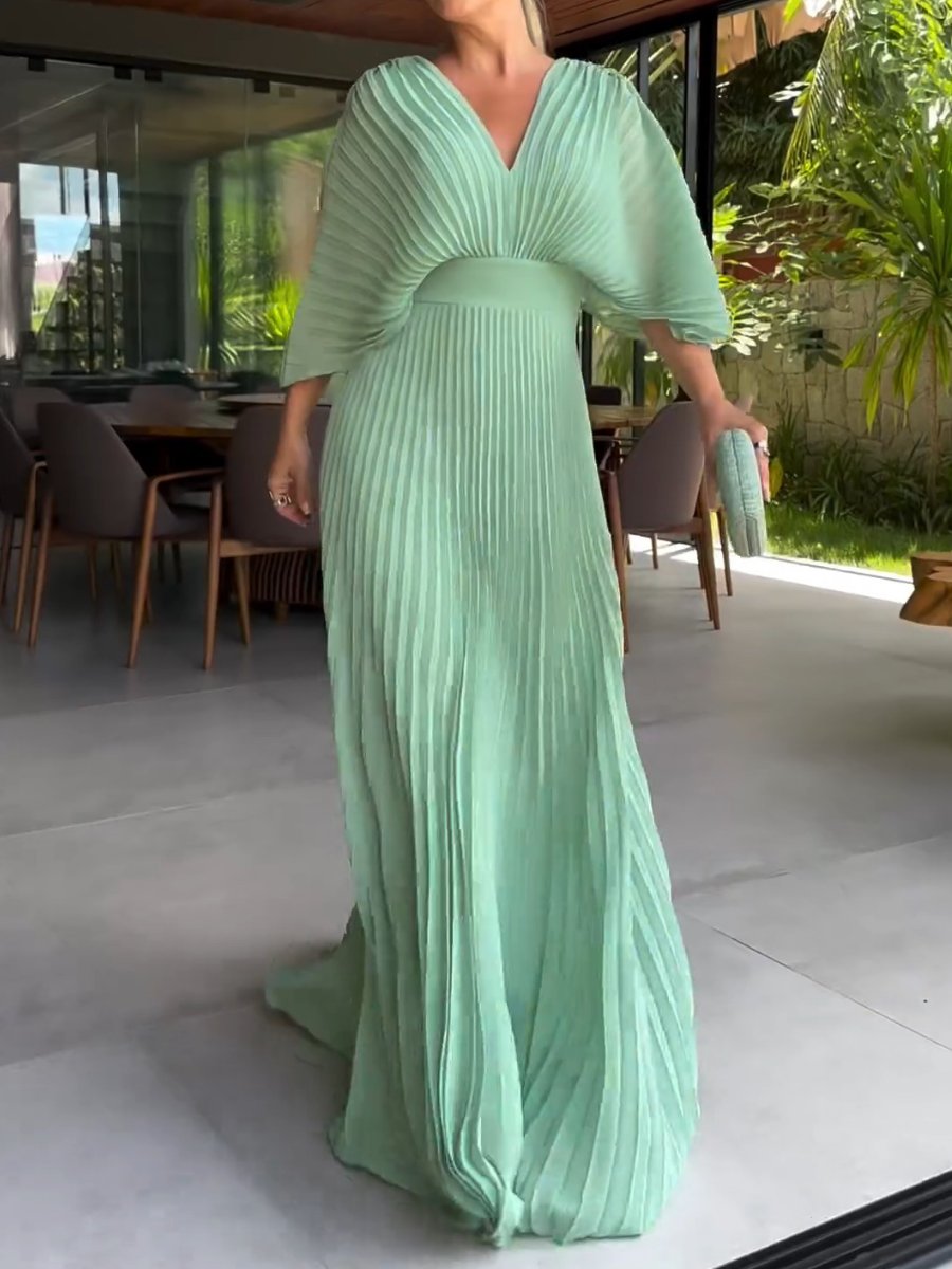 Sassa™ - Kleid mit schwimmenden Rippen und V-Ausschnitt