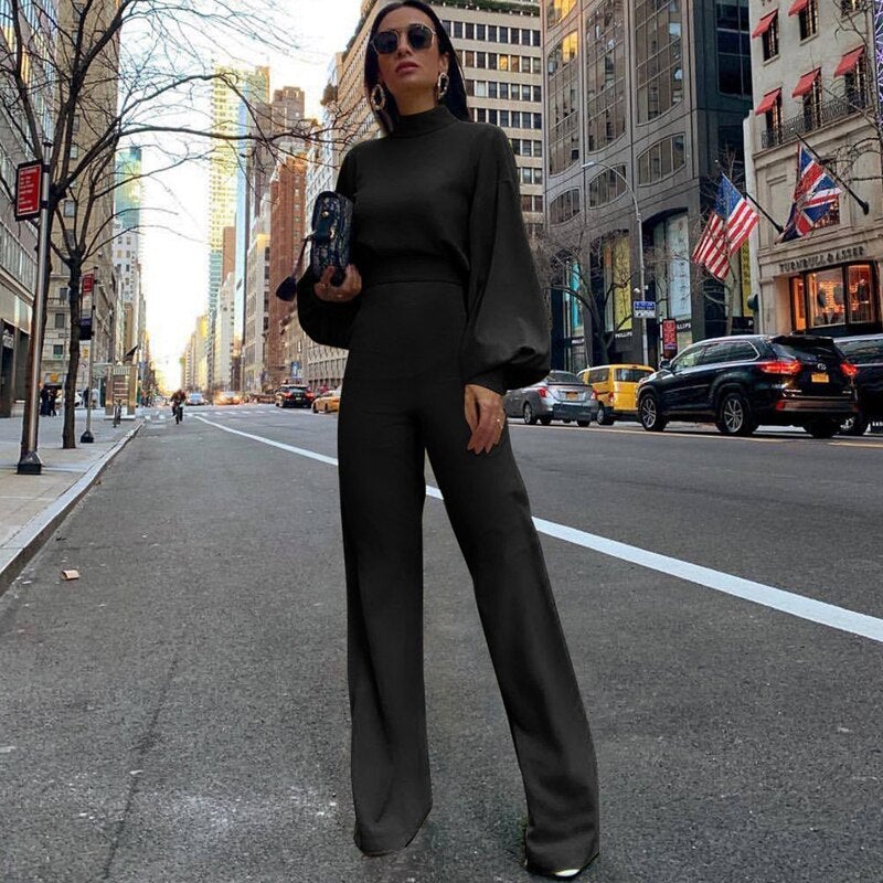 WOLFF Reine Farbe Halber Kragen Jumpsuits