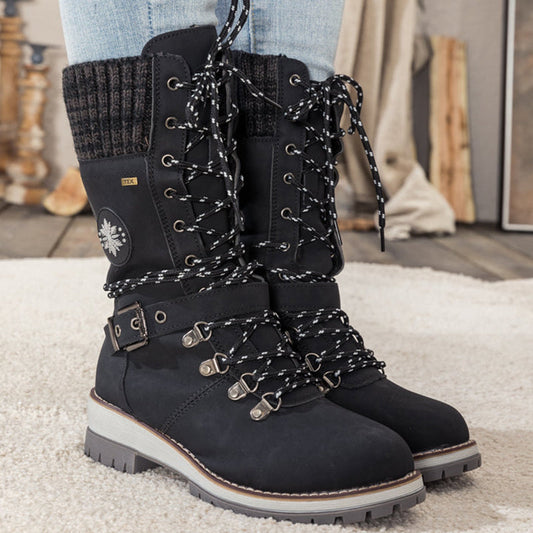 Rowan™ | Schnallen-Spitze Gestrickte Halbschaft-Stiefel