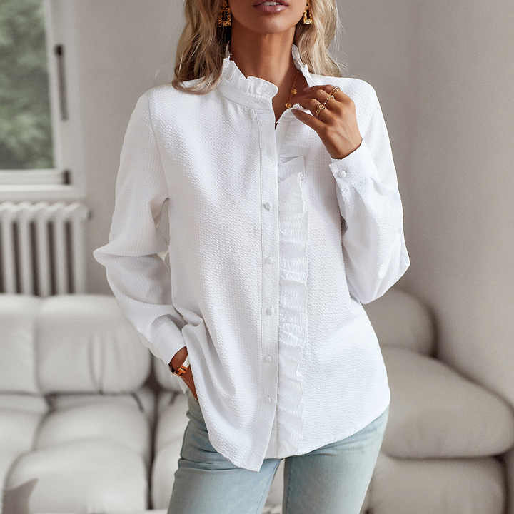 Tara | Designed elegante langärmelige Bluse mit Manschettenkragen